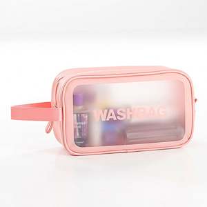 Bolsa de baño de lavado personalizada a la moda, bolsa de maquillaje transparente colorida, bolsa de cosméticos transparente de viaje impermeable Simple - Product Image 3