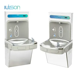 Public Use Touchless SUS304 Drinking Fountain With Bottle Filler Refrigerated Filtered Wall Mounted Water Dispensers