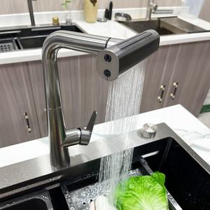 Популярные четыре функции водопад кухонный кран 304 из нержавеющей стали с одним отверстием краны для раковины Горячая Холодная выдвижные кухонные краны - Product Image 1