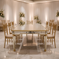 Table à manger pliante moderne en verre argenté miroir pour appartement, mariage, événement, restaurant, hôtel, fêtes