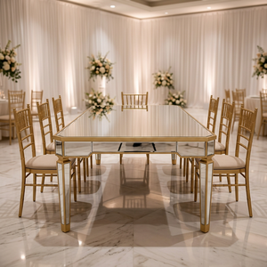Rental Glass Silver Modern Mirrored <strong>Foldable</strong> <strong>Dining</strong> <strong>Table</strong> for Apartment Wedding Event Restaurant Hotel Parties - Product Image 2