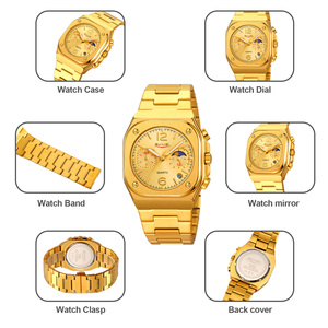Men's round chronograph <b>watch</b> Luxury stainless steel wristwatch 30M waterproof quartz <b>watch</b> - Product Image 2