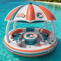 Plateforme aquatique gonflable spacieuse avec abri pare-soleil, radeau flottant pour marinas et maisons de vacances