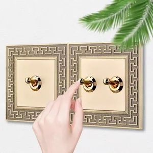 Retro Wall Light Brass Lever Toggle Switch 1 2 3 4 Gang 2 Way 86 tipo Toggle Switch Bronze Liga de Zinco Painel para Home Sala