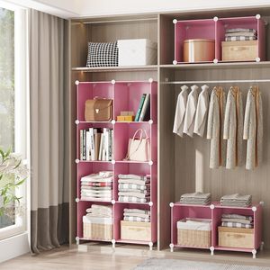 Garde-robe moderne portable en forme de cube Garde-robe en plastique noir Organisateur de vêtements Rangement pour la maison Salle de sport Chambre à coucher Atelier Salle à manger Fer inclus - Product Image 5