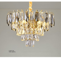 Lampe suspendue à faisceau large 360° pour salon, chambre et salle à manger d'hôtel, lustre moderne de luxe en cristal, garantie 2 ans