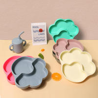 Ensemble de vaisselle pour bébé en silicone, assiette, bol, bavoir, tasse, cuillère, fourchette, vaisselle réutilisable pour enfant, fourniture OEM ODM