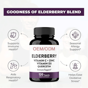 Suplementos de hierbas OEM Vitamina C y Zinc Cápsula de extracto de saúco negro Cápsulas de saúco - Product Image 3