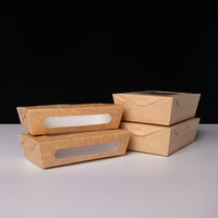 Caja de Sushi Kraft con Ventanas Dobles, Contenedor Desechable para Llevar Sushi y Bento, Caja de Empaque para Alimentos al por Mayor con Logotipo Personalizado OEM