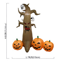 Arbre gonflable d'Halloween de 2,4 mètres avec décorations de fantômes et de citrouilles, LED intégrées, ornement de jardin extérieur