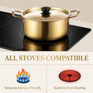 Olla de Acero Inoxidable Estilo Coreano FLEY, Olla Antiadherente con Tapa para Sopa de Fideos Ramen, Utensilios de Cocina para el Hogar - Product Image 3