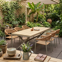 Ensemble de salle à manger Meiqi moderne en alliage d'aluminium durable, imperméable, avec table extensible anti-corrosion pour jardin, cour et usage extérieur