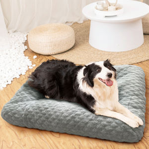 Recién llegado, diseño de rejilla en relieve, piel de conejo de imitación gris, cojín esponjoso para mascotas, cama para perros y gatos - Product Image 2