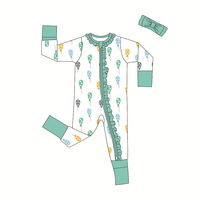 Pyjama bébé en bambou respirant personnalisé à manches longues avec fermeture éclair pour nouveau-né et enfant