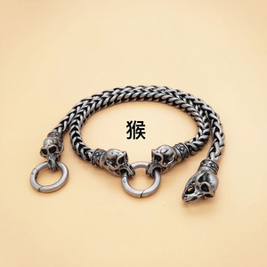 Bracelet unisexe en acier titane rétro yunnique, bijou cadeau avec motif du zodiaque animal, design à maillons en acier inoxydable 316 - Product Image 4