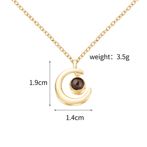 Collares con Proyección <span class=keywords><strong>de</strong></span> Fotos Personalizados 2026. Colgante <span class=keywords><strong>de</strong></span> Acero Inoxidable con la Frase 'Te Amo' en 100 Idiomas y Diseño <span class=keywords><strong>de</strong></span> Luna para Mujer, Regalo Personalizado - Product Image 5