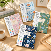 Bestseller Blumenmuster A5 Planer Notizbuch, Damen Büro Schule, Wöchentlicher Monatlicher Spiral-Terminplaner, Blumenmuster-Umschlag, Geschenk, Doppeldrahtbindung