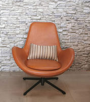 Canapé pivotant en cuir moderne coussin aviateur chaise d'appoint de loisirs en métal salon meubles de salon chaises en forme de coquille d'oeuf