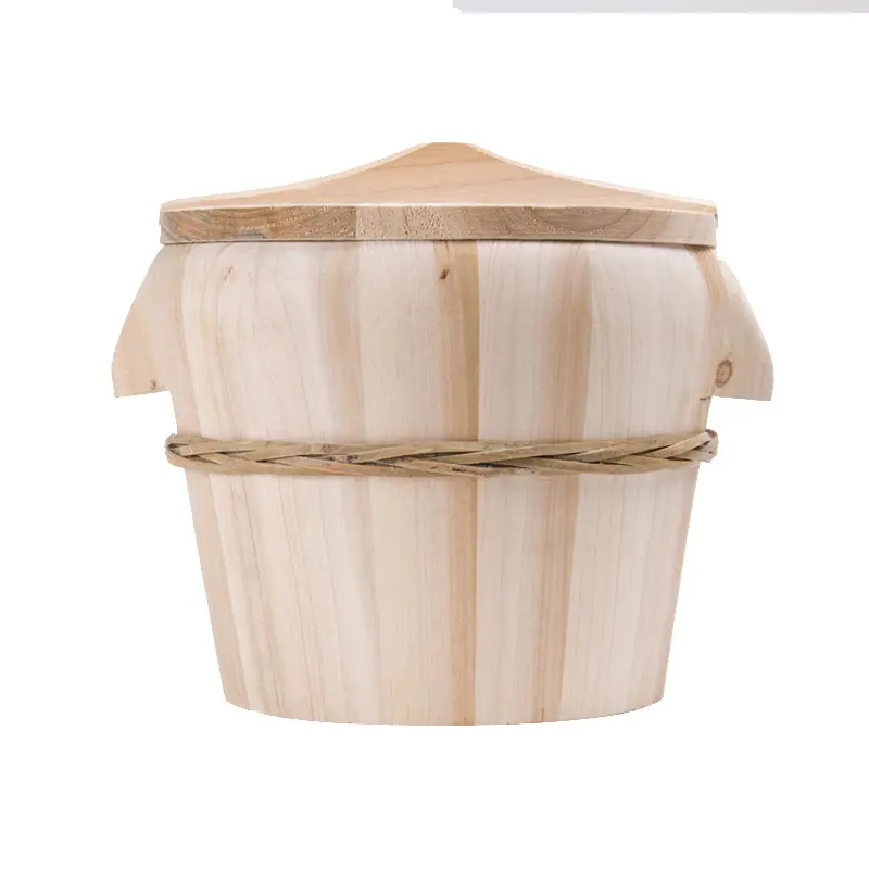 Kitchen Wooden steamed rice brewing bucket for household Hotel with lid and handle