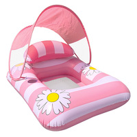Lit flottant gonflable rayé SMRA-051 pour fête au bord de la piscine avec parasol