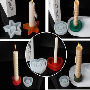 Moule en silicone 3D pour bougeoir en béton DIY, formes Cœur, Étoile et Rond – Flexible, facile à démouler, pour bougies pilier aromatiques - Product Image 6