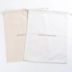 Pochette de luxe personnalisée avec logo, en coton blanc, avec cordon de serrage, recyclable, anti-poussière, pour chaussures et vêtements - Product Image 5