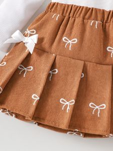 เสื้อผ้าเด็ก ชุดเด็กผู้หญิง เสื้อกั๊กสีขาว + กระโปรงสีน้ำตาล - Product Image 4