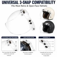 Visière bulle rétro à 3 clips pour casques de moto, protection solaire, style Cafe Racer, lunettes de moto