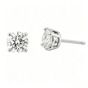 Vente en gros de boucles d'oreilles en or blanc 18 carats avec diamants cultivés en laboratoire pour femmes, bijoux fins personnalisés, design tendance - Product Image 1