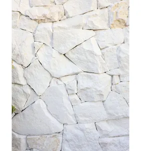 SHIHUI Revestimiento de pared natural Piedra de cuarcita blanca Pila seca Revestimiento de pared Chapa de piedra exterior