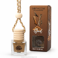 Flacon d'huile parfumée pour voiture de 8 ml en gros, diffuseur de parfum suspendu avec couvercle en bois pour grossistes et importateurs
