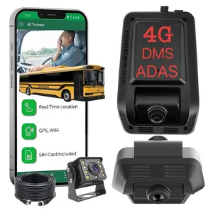 Gravador de condução com monitor 4G ao vivo, caixa preta para carro com DMS ADAS, gerenciamento de frota para táxis, ônibus escolar, GPS, localização, câmera de painel, 3 canais