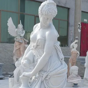 흰색 대리석 조각 유명한 디자인 대리석 천사 동상 조각