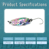 Leurre de pêche cuillère Top Right LP037 2.5g/5g, leurre à paillettes en métal avec hameçons, spinner artificiel en cuivre imitation coquille d'ormeau pour achigan