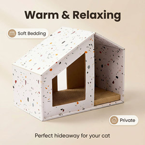 Maisonnette en <span class=keywords><strong>carton</strong></span> pour <span class=keywords><strong>chat</strong></span> avec griffoir, <span class=keywords><strong>abri</strong></span> pliable et durable pour <span class=keywords><strong>chat</strong></span> pour usage intérieur - Product Image 4