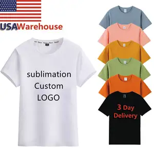 Usa Warehouse Unisex Cotton Feel 100% Polyester T Shirts Sublimation Blanks Tshirts For Dye Printer Printing Logo Custom T-shirt