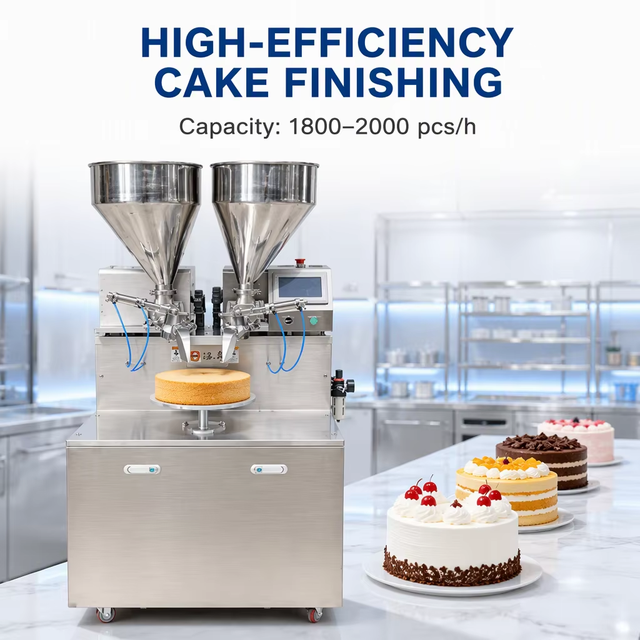 Automatic 2 Nozzle Tiramisu Birthday Cake Cream Spreading Frosting Machine New 220V Icing Decorating Machine