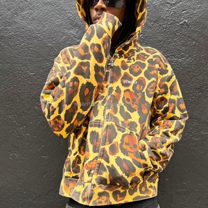 Sweat à capuche zippé Hip Hop Streetwear pour hommes, design imprimé numérique DTG personnalisé, en coton molletonné épais French Terry - Product Image 2
