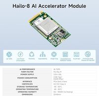 Modul Akselerator AI Hailo-8 M.2 AIsmartlnik Waveshare, Kompatibel dengan Raspberry Pi 5, Mendukung Sistem Linux/Windows