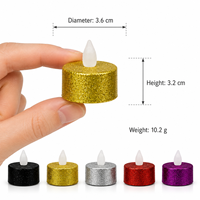 Lot de 2 bougies chauffe-plat LED scintillantes à paillettes, lumière jaune chaude vacillante, sans flamme, pour décorations de Diwali, Noël, mariages et fêtes