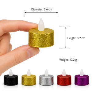 Lot de 2 bougies chauffe-plat LED scintillantes, sans flamme, à lueur jaune chaud vacillante, pour décorations de Noël, de mariages et de fêtes - Product Image 4