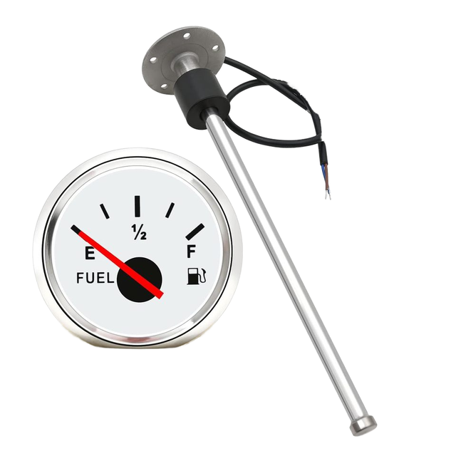 Stainless Steel 250MM Fuel Level Sensor with Gauge Tank Sender Unit 0-190 Ohms Piston Part for Boats & RVs Marine Supplies
