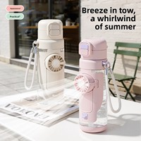 D5710 Ventilador Portátil de Gran Capacidad con Rociador y Botella de Agua 2 en 1, Taza Ventiladora Refrescante para Deportes al Aire Libre