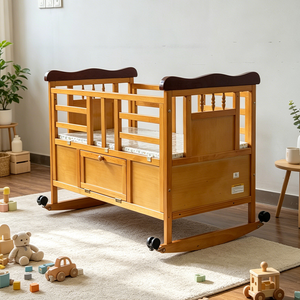 <span class=keywords><strong>Cuna</strong></span> de Madera Tradicional 2 en 1 Portátil con Ruedas para Bebés Recién Nacidos - Product Image 2