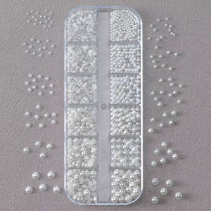 Perlas blancas para decoración de uñas, diamantes de imitación, cuentas semiredondas, tamaño mixto, perlas planas para uñas, decoración DIY, cuentas de <span class=keywords><strong>manicura</strong></span>, <span class=keywords><strong>piedras</strong></span>, 12 rejillas - Product Image 3