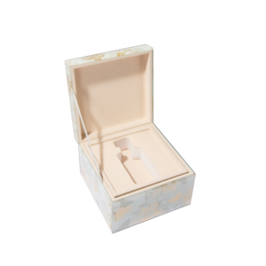 Glass jewelry Perfume packing box White Gold Patten jewelry gift box with MDF Pink Insert jewelry box