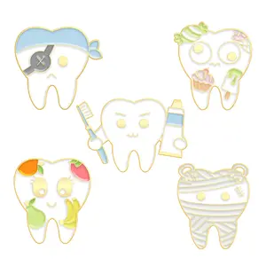 Dropshipping custom dentist dental lapel pin badge metal cartoon tooth teeth enamel pin