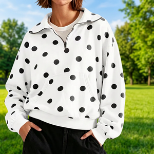 Sweat-shirt demi-zip pour femme, style décontracté, pour jeunes et tenues universitaires, en mélange de coton épais, personnalisable avec votre design et étiquettes. Meilleures ventes. - Product Image 5