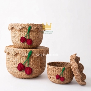 Multi-Purpose <b>Water</b> <b>Hyacinth</b> Scalloped <b>Storage</b> <b>Basket</b> for Closet And Kids And Home Display Hot Sale - Product Image 1