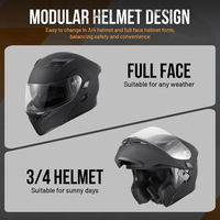 Casque de moto modulaire DOT léger en ABS à coque rabattable avec feu arrière LED